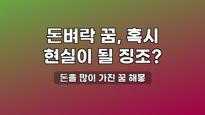 돈을 많이 가진 꿈 해몽