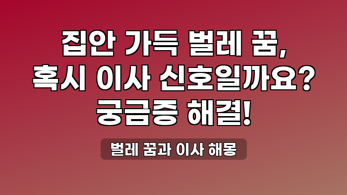 벌레 꿈과 이사 해몽